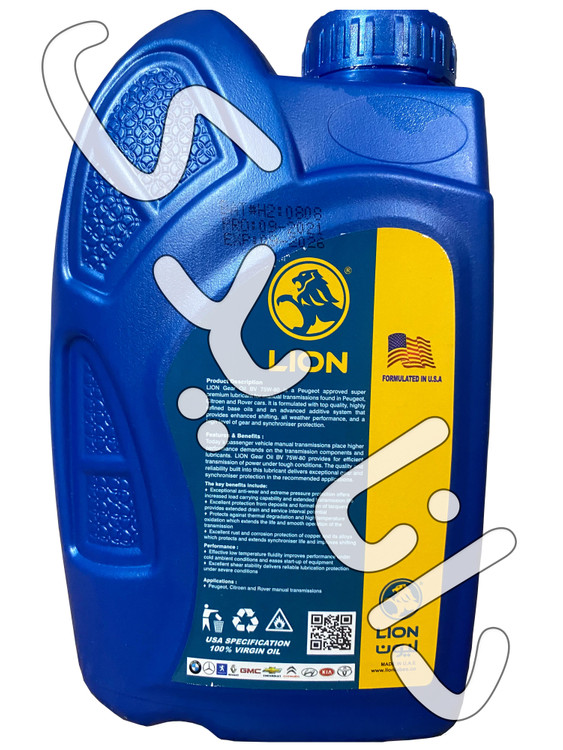 روغن گیربکس 1 لیتری لایون 75W80 گرید API-GL5 مخصوص پژو و سیتروئن