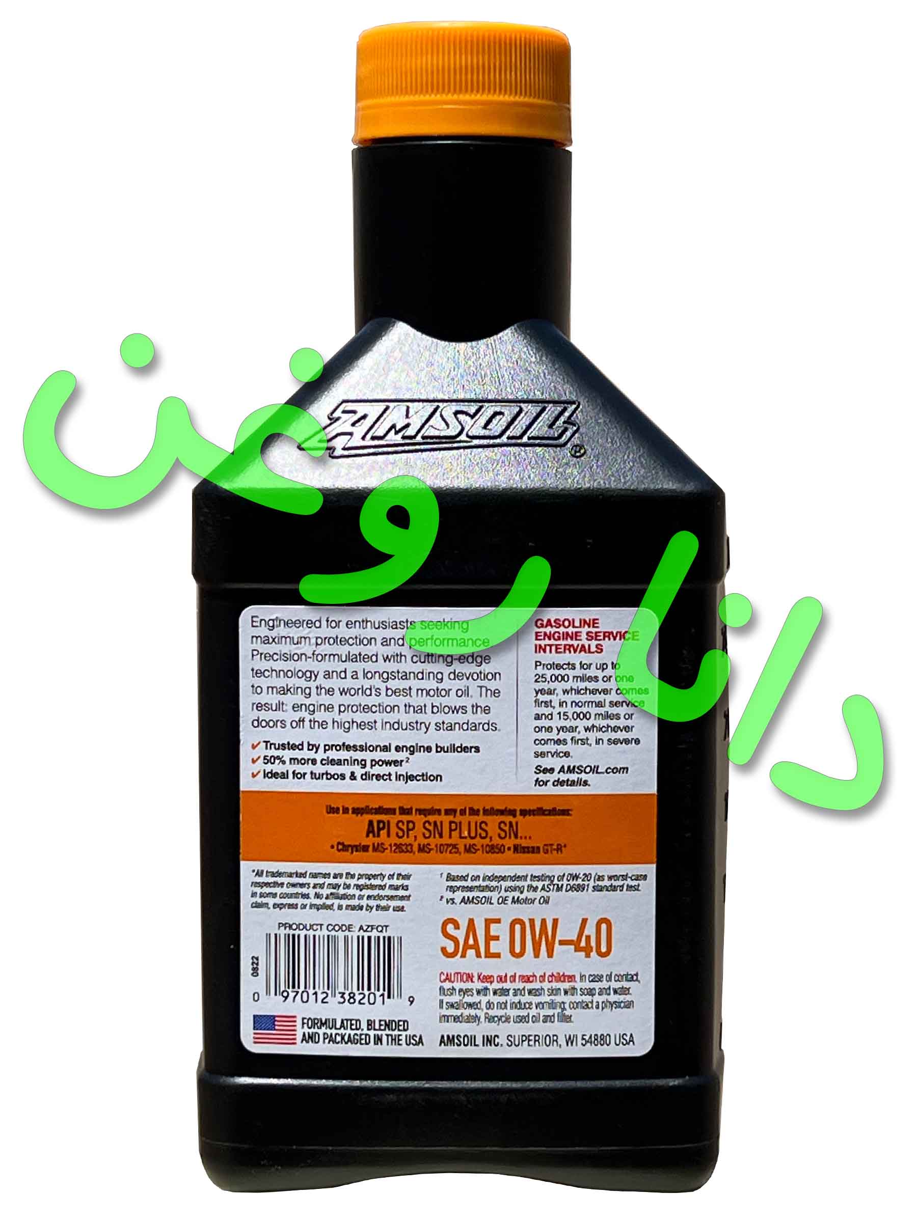 روغن موتور (1 لیتری) 100درصد فول سنتتیک اَمزویل AMSOIL (امس اویل) مدل Signature Series گرید 0W40 با سطح کیفیACEA A5B5-API SP